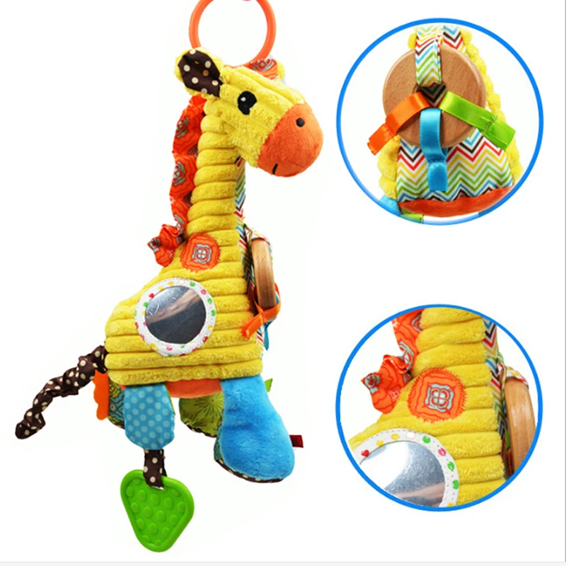 Детские развивающие мягкие плюшевые погремушки жираф животные игрушки коляски