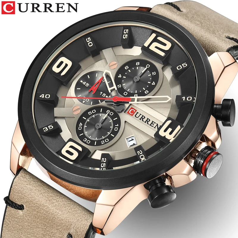 

CURREN Men Watches Top Brand Luxury Quartz Gold Watch Men Casual Leather Military Waterproof Sport Wrist Watch Relogio Masculino