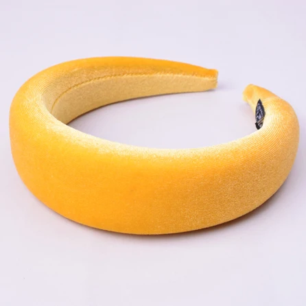 yellow 5 шт./лот, Женская губчатая бархатная повязка на голову,, винтажные широкие толстые повязки на голову для девушек, женский головной убор, корона, повязки на голову, обруч, аксессуары для волос - Цвет: yellow
