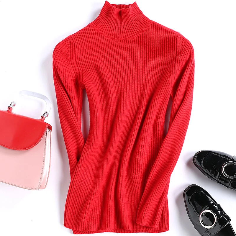Осень-зима 2019 новый модный свитер Женский пуловер с воротником хомут эластичный