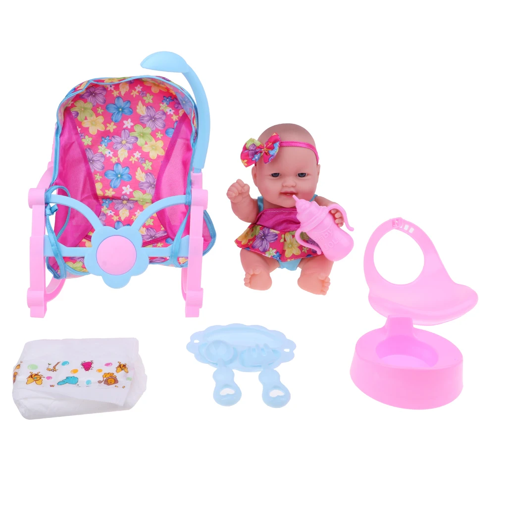 

Realistic Cuddly 10.5inch Vinyl Reborn Newborn Doll Baby Rocking Chair Accessories Kit Kids Educational Toy