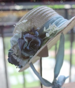 blue hat 1 шт., элегантная соломенная шляпа с цветами, розовая соломенная шляпа с повязкой, синяя футболка, платье, юбка на лямках для Blyth licca 1/6, аксессуары для кукол, одежда - Цвет: blue hat