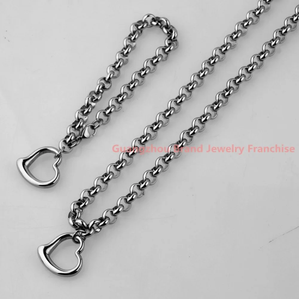 Новые Модные женские ювелирные наборы серебро из нержавеющей стали 8 мм Rolo полое