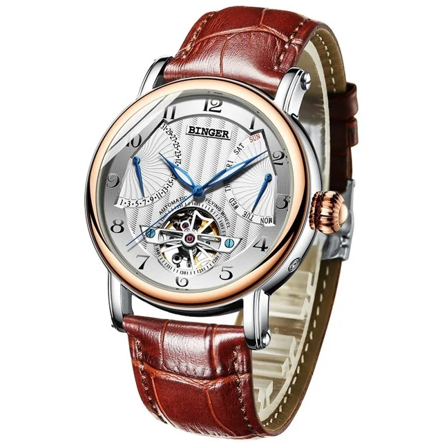 Rose gold White Новинка Бингер Relogio Masculino мужские часы Топ бренд класса люкс турбийон автоматические механические часы мужские наручные часы со скелетом - Цвет: Rose gold White