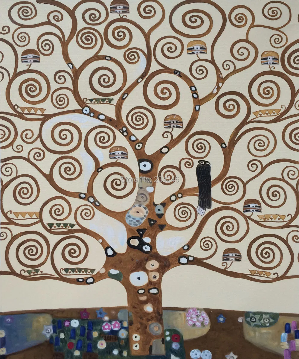 

Handmade Oil Paintings Reproductions Tree of Life by Gustav Klimt Famous Painting Abstraction on Canvas Art Gifts