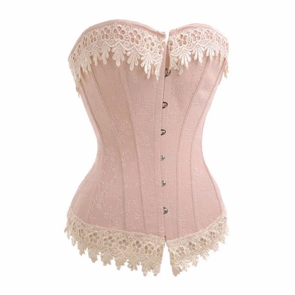 Bodyshaper Корректирующее белье талии упражнения Корсеты S~ 6XL Для женщин сексуальный корсет парчи цветочный топ-бюстье Кружево спина белье