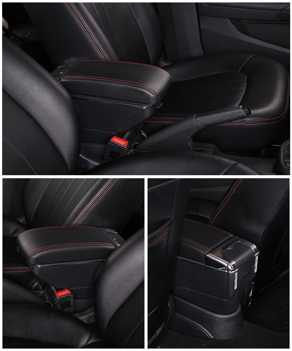 Для hyundai Accent RB Solaris 2012- подлокотник двойной слой вращающийся из искусственной кожи центральный магазин содержимое коробка с USB