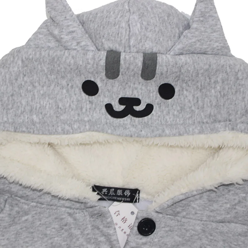 Игра Neko Atsume мультфильм кошка флис плащ накидка с капюшоном осень зима теплое пальто толстовки пуловер косплей костюм аксессуары