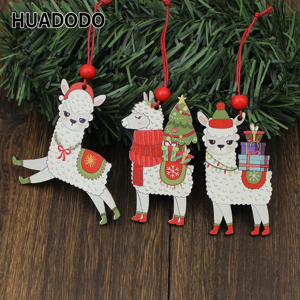 HUADODO 3 шт. деревянные Рождественские Подвески из альпаки украшения для