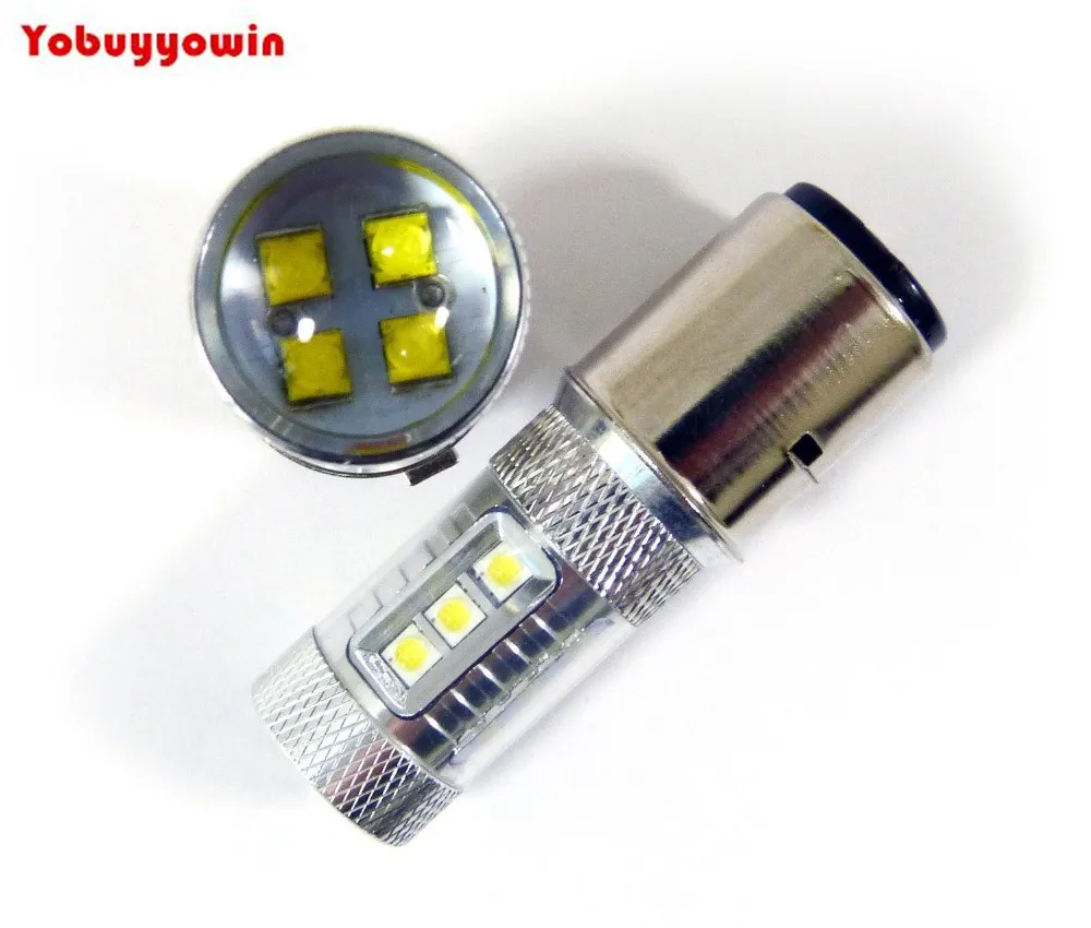 2 шт./лот 6V 24V мотоцикл светодиодный лампы BA20D H6 80 Вт CREE чип белый головной