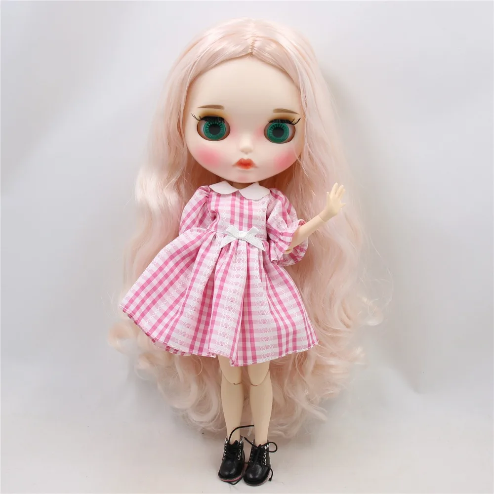 

ICY DBS Blyth doll 1/6 bjd white skin joint body pale pink hair, new matte face Carved lips with eyebrows, BL136/2352 30cm