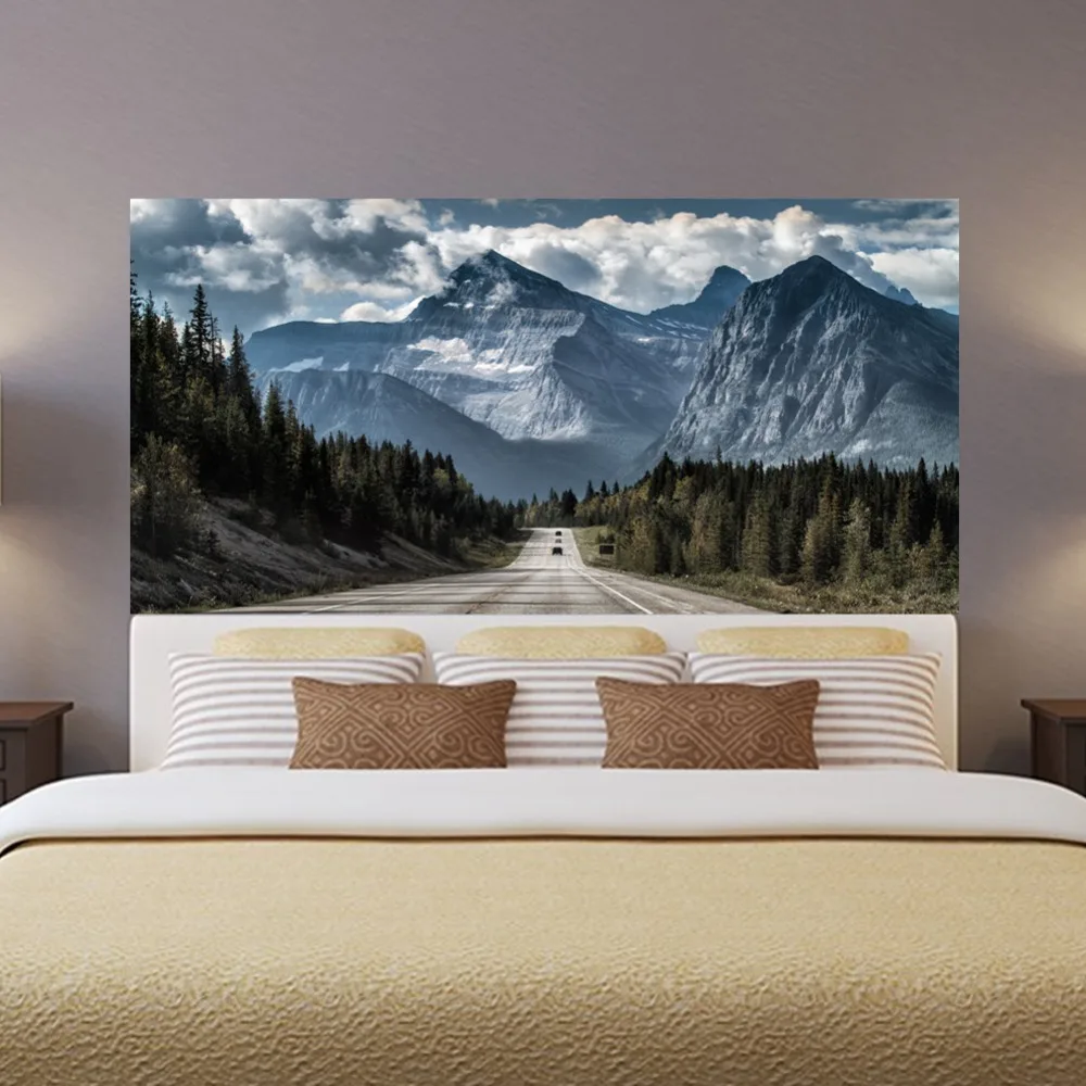 Шикарная настенная виниловая наклейка Sky Mountain Road с изголовьем леса