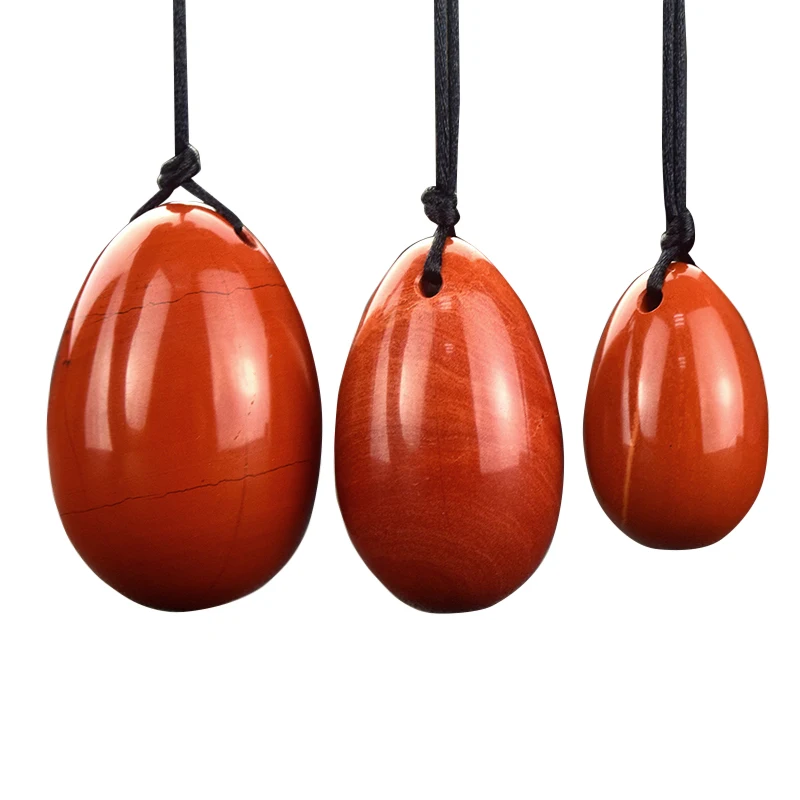 

Drilled Jade eggs 3 pcs Natural Redstone Gemstone Yoni Eggs for Kegel Exercise for Women Health Care Body Massager