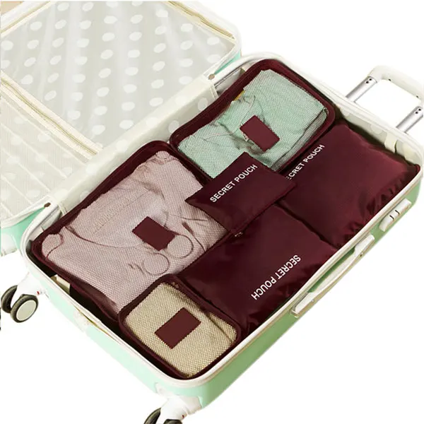 6 шт./компл. Упаковка Кубики органайзер для хранения, аксессуары для путешествий, из сетчатого материала в упаковке Bag In baghigh качество Чемодан одежда чемодан сумка 30