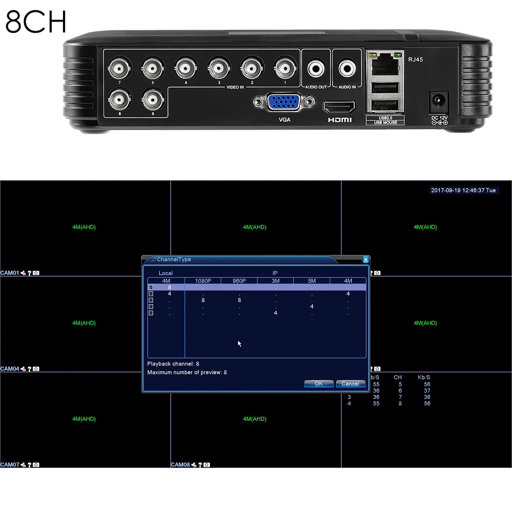 4MP AHD DVR NVR CCTV 4Ch 8Ch IP 1080P 3MP 5MP гибридный видеорегистратор безопасности камера Onvif