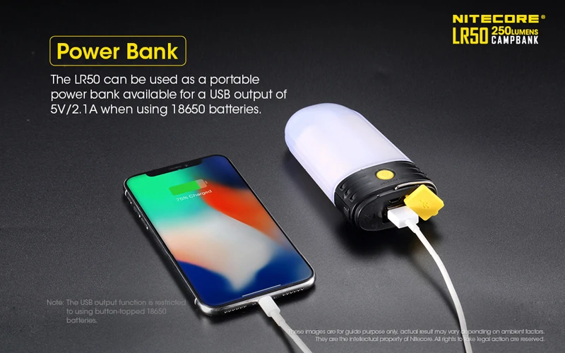 3 в 1 NITECORE LR50 Campbank как внешний аккумулятор+ походный фонарь+ зарядное устройство