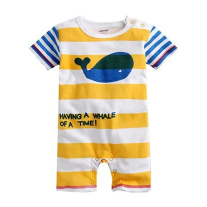 Летний детский комбинезон Одежда для новорожденных одежда в мультяшную полоску