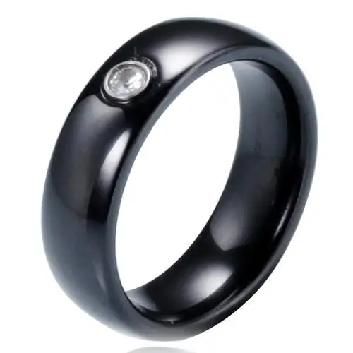 BlackCeramicRing Новое поступление черно-белое красочное кольцо керамическое кольцо для женщин с большим кристаллом обручальное кольцо Ширина 6 мм Размер 6-10 подарок для мужчин - Цвет основного камня: BlackCeramicRing