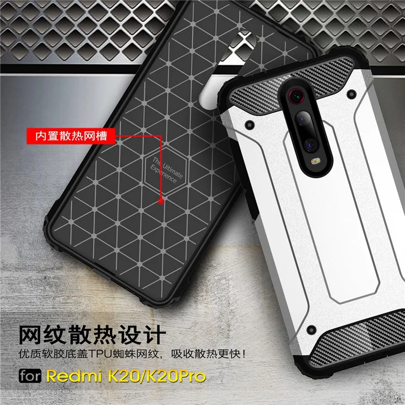 

For Xiaomi Redmi K20 Pro Case Luxury Hard Armor Rugged PC+TPU Hybrid Protective back cover case For xiaomi mi 9t pro phone shell