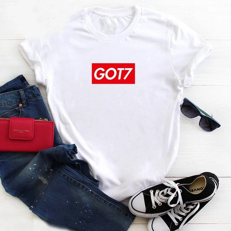 Kpop Got7 Футболка женская Eyes on You I Got7 модная Корейская футболка Mark JB Jackson Jinyoung Youngjae BamBam Yugyeom K-pop Топы - Цвет: Белый