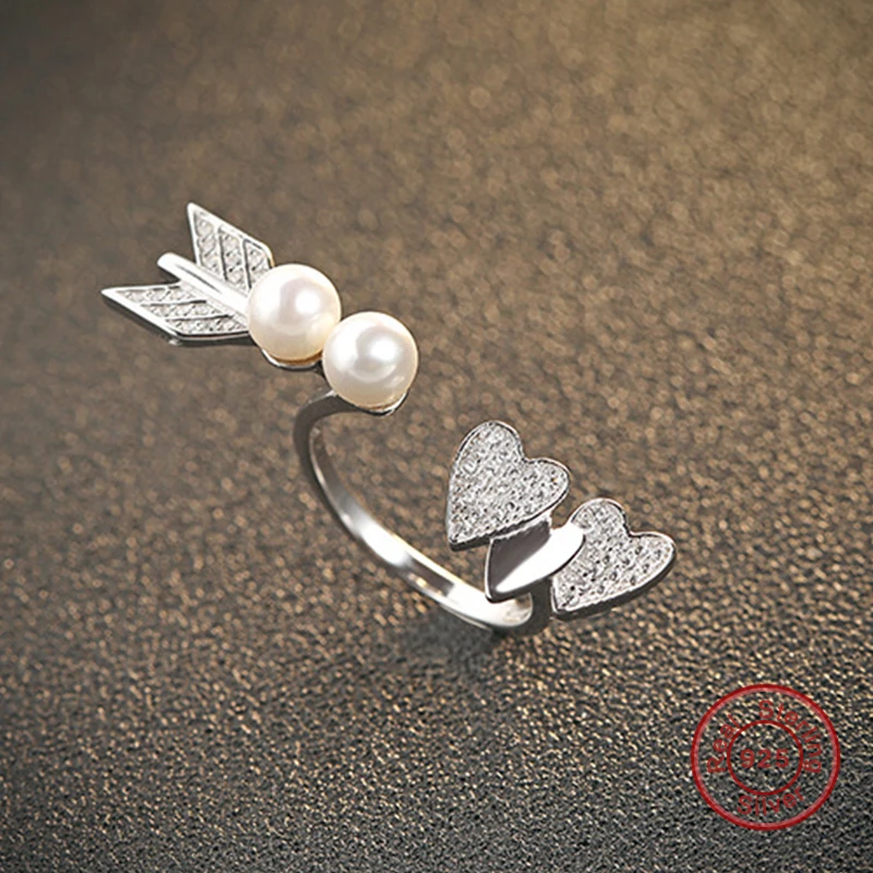 2017 Элитная одноцветное 925 Серебряное кольцо сердце и Стрелка Циркон Свадебные