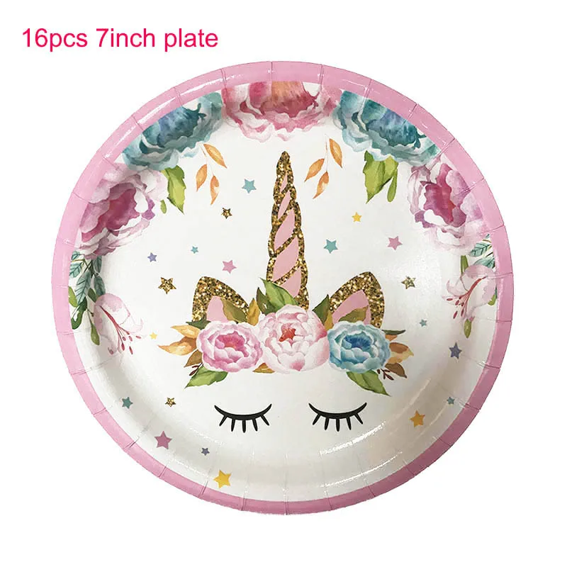 C unicorn 7in plate Розовая маленькая лошадка пони фольгированные воздушные шары-единороги Гелиевый шар животные Дети День рождения Единорог вечерние украшения - Цвет: C unicorn 7in plate