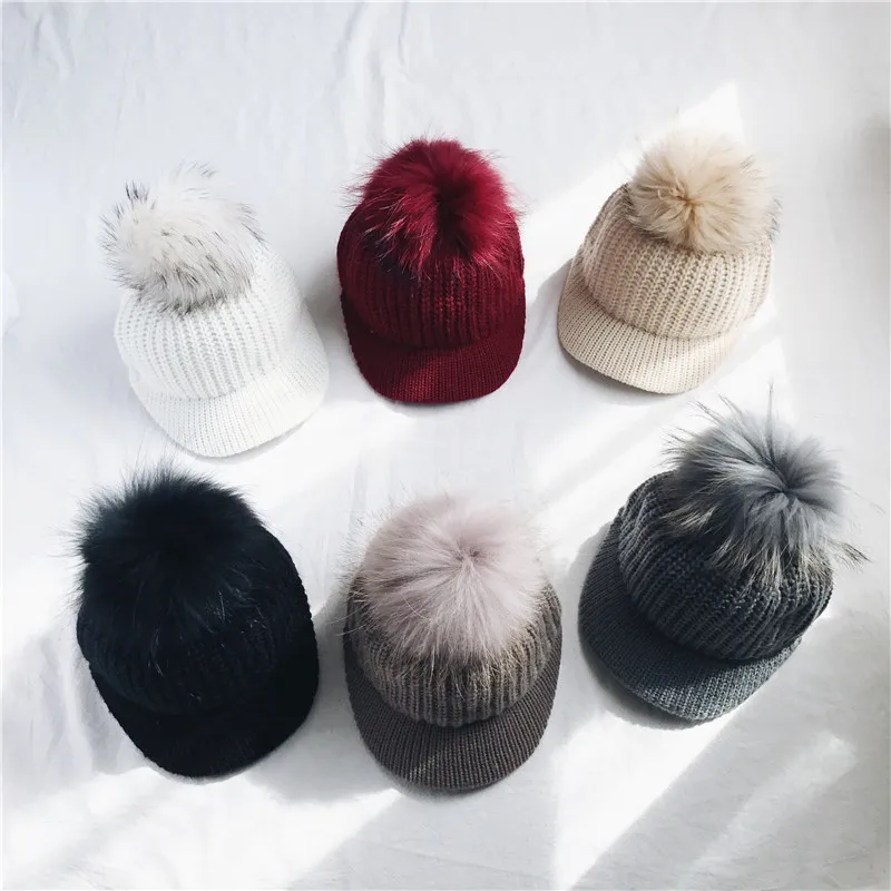 Женская Зимняя вязанная теплая шапка шапки для женщин с кроличьим мехом осенне