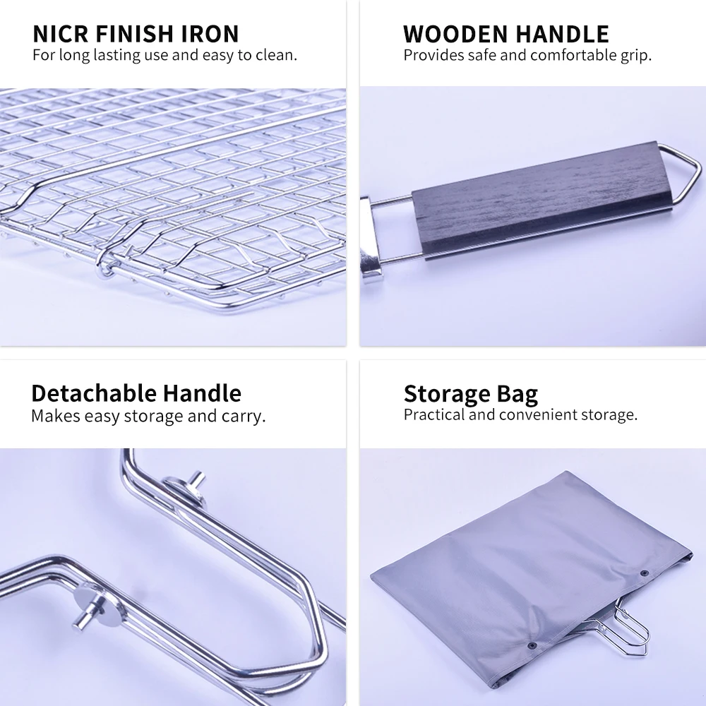 Сетка для гриля портативная антипригарная корзина барбекю легко снимаемое