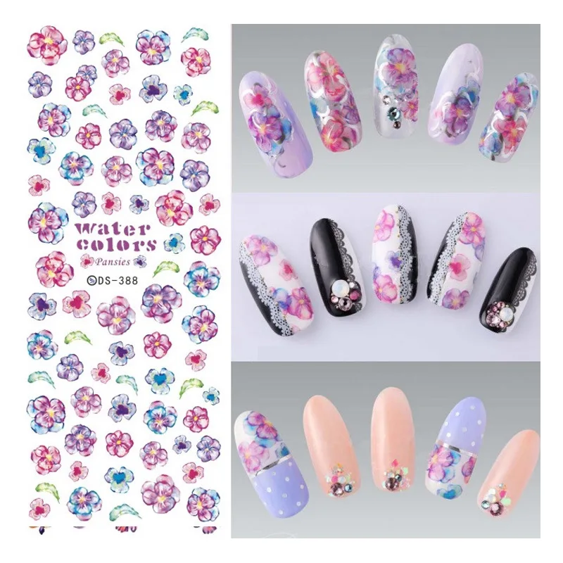 Водные Переводные наклейки для ногтей красочные головокрученные розы цветы