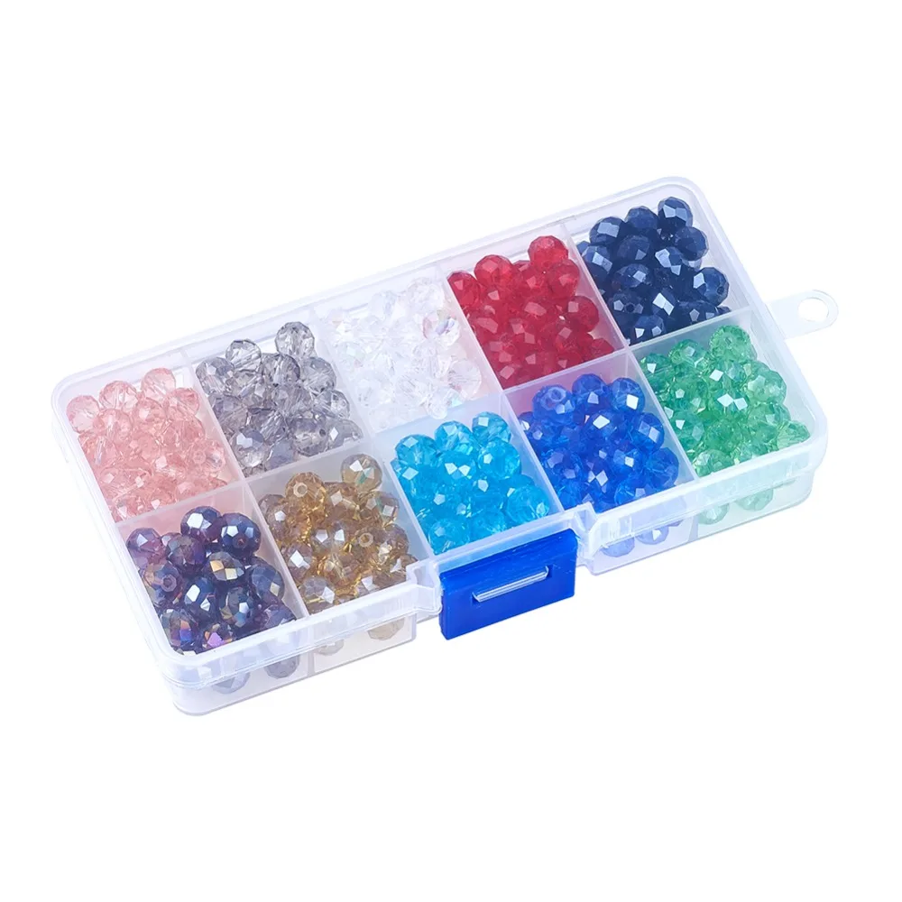 

8x6mm 10 Color Glass Loose DIY Beads Pearl Luster Plated Crystal Suncatcher Faceted Abacus Mixed Hole: 1mm; about 30pcs/color