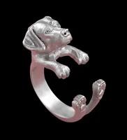 wholesale adjustable retro punk labrador ring free size hippie animal labrador dog ring jewelry for pet lovers 12pcslot