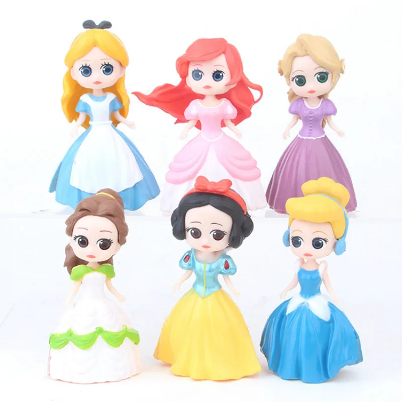 Disney 6 шт./лот игрушки принцессы Q Posket ПВХ Фигурки Белоснежка Мерида куклы детские