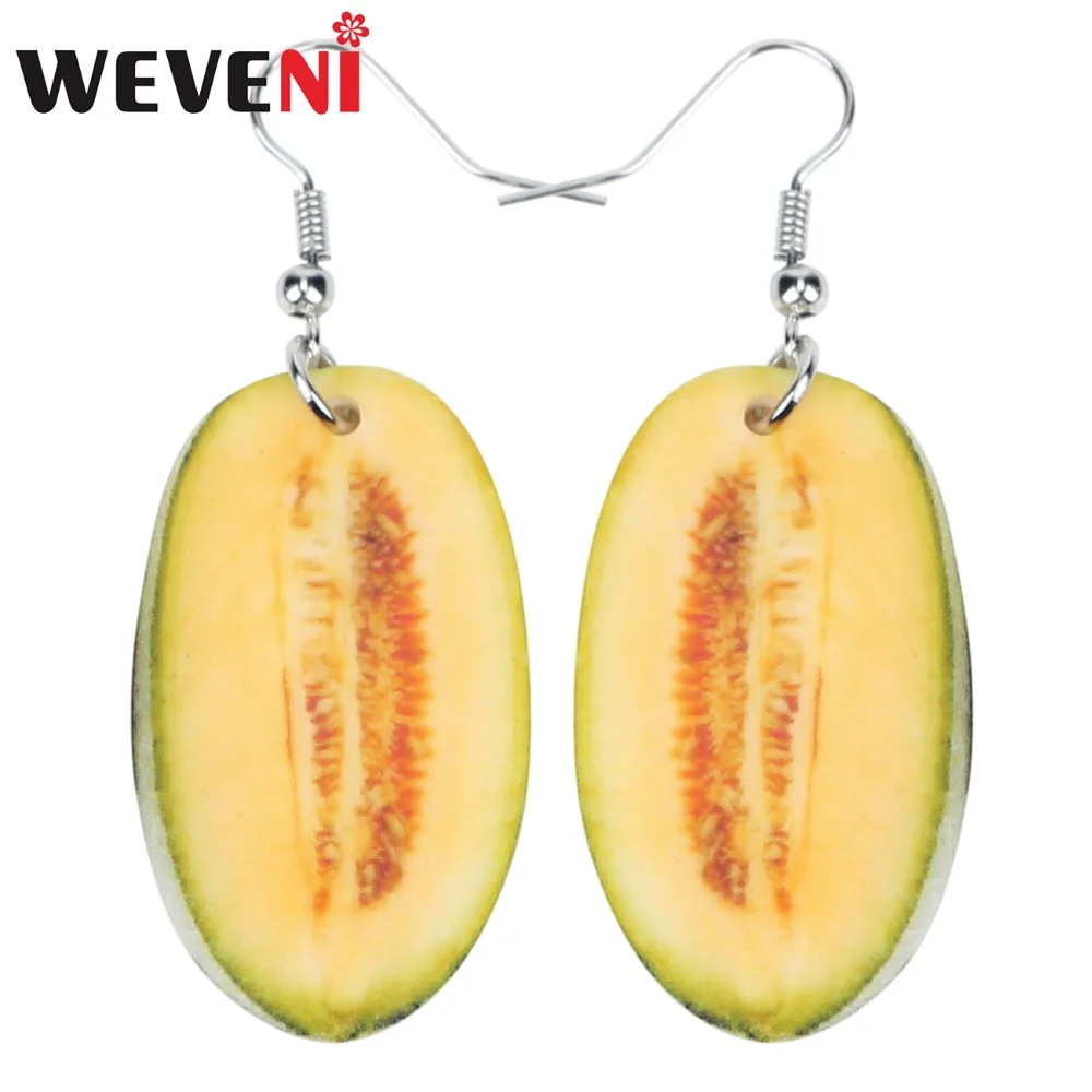 Женские акриловые серьги WEVENI длинные висячие с изображением фруктов ювелирное