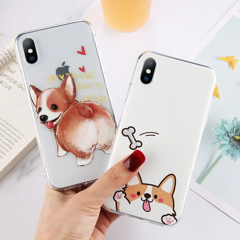 Lovebay прозрачный чехол с животными корги для iPhone 6 6S 7 8 Plus X XS XR XS Max 5 5S SE прозрачные чехлы для телефона собаки мягкая задняя крышка из ТПУ