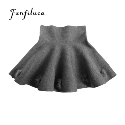 gray small ball Fanfiluca/Модная одежда для девочек от 24 месяцев до 6 лет Однотонная юбка-пачка для детей вязаная юбка с высокой талией Зимние юбки-пачки для школьниц - Цвет: gray small ball
