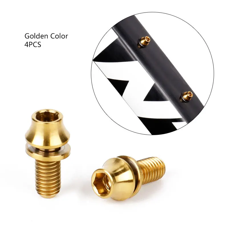 Deemount 4 шт./лот Титан TC4 болты M5x12mm с шестигранной головкой W/шайба для велосипедной бутылки клетка установка MTB Ti части винты - Цвет: Golden Color
