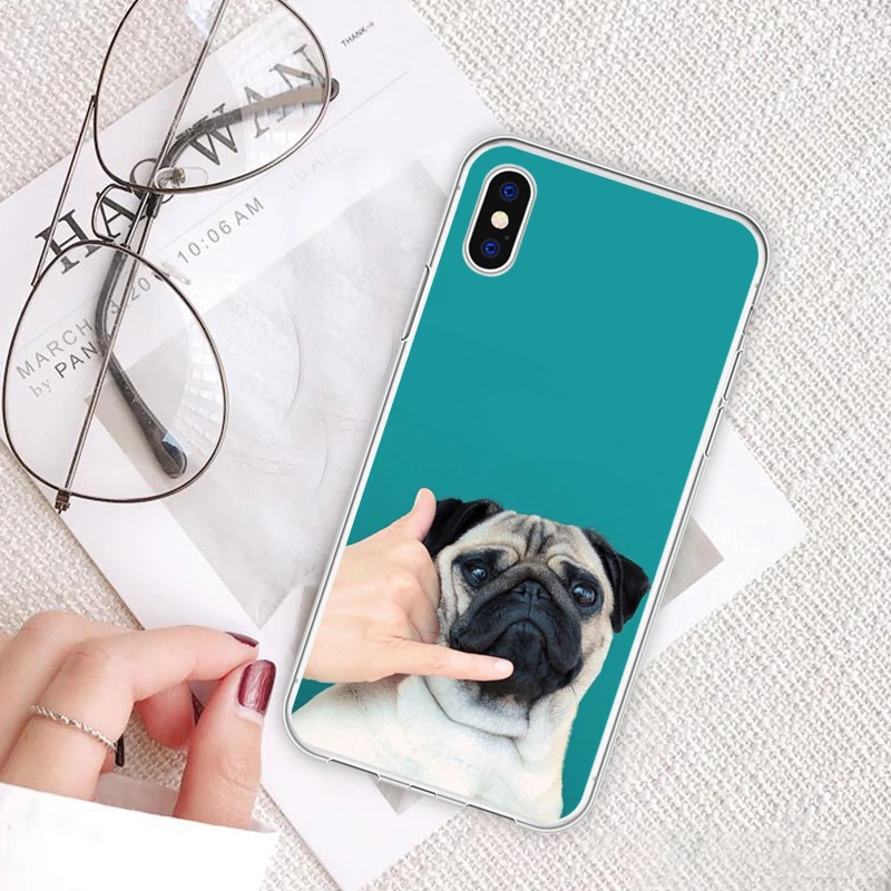 Чехол для телефона с рисунком из мультфильма iPhone XR 6 6S Plus X 5 SE Funny Dog Bulldog