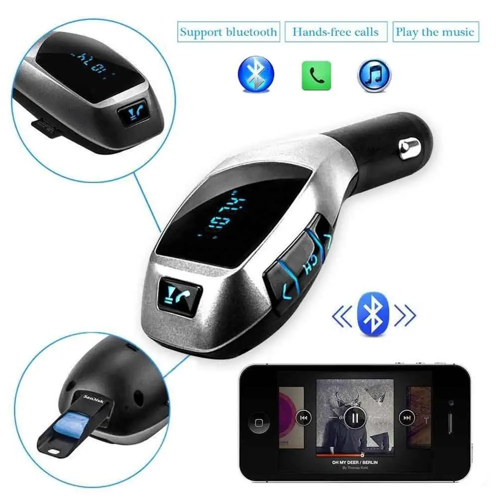Беспроводной автомобильный FM трансмиттер с Bluetooth радиоадаптер комплект 5 в 2 1 а USB