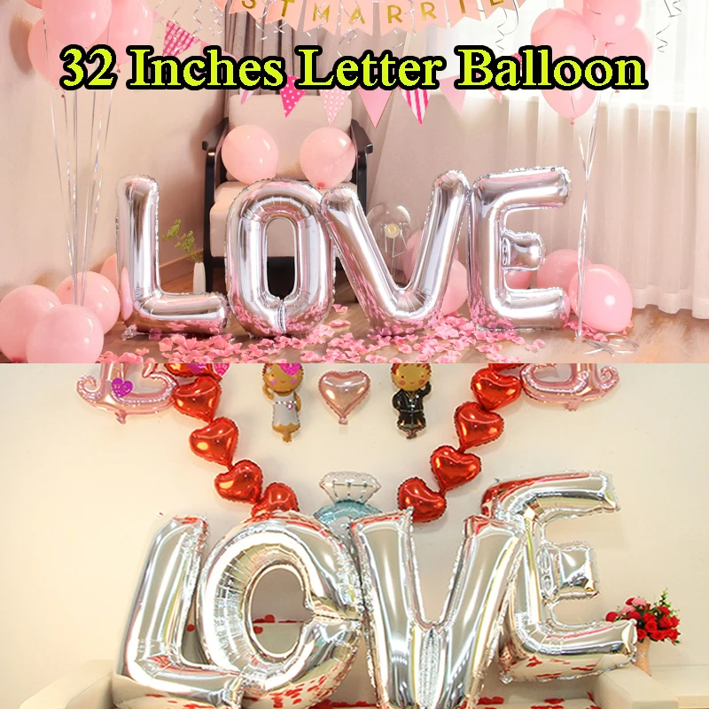 Promotional 1 PCS Big Helium Foil Valentine Graduation Wedding Birthday Party Balloon Decorations Letter Balloons 32 40 Inches | Дом и сад