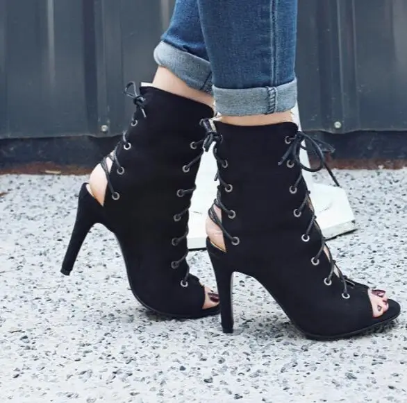 Джинсовые синие ботильоны в европейском стиле 2017 г. Летние пикантные