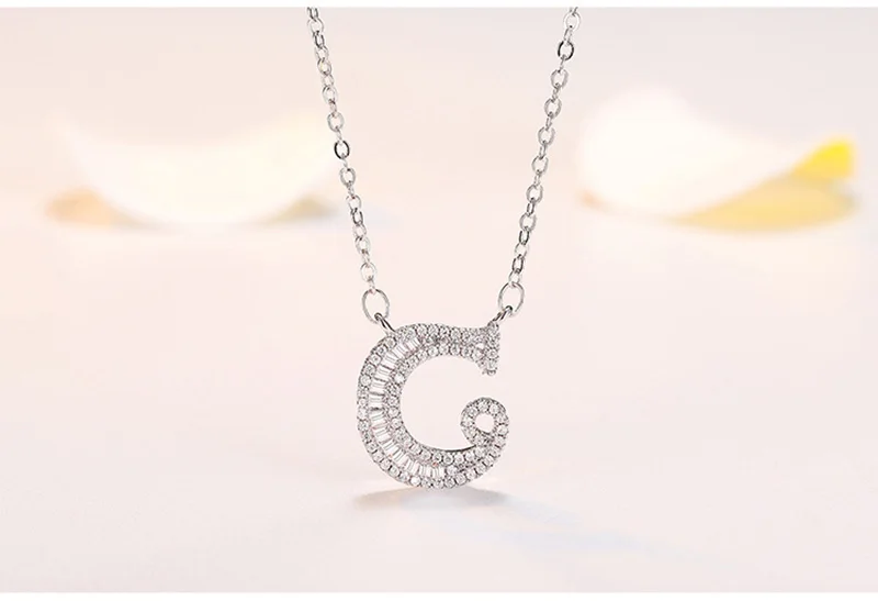 necklace C Модная подвеска с инициалами ожерелье s подвеска со стразами лучший друг подарок милые 26 цепочки с буквами Ожерелье Воротник Имя ювелирные изделия - Окраска металла: necklace C