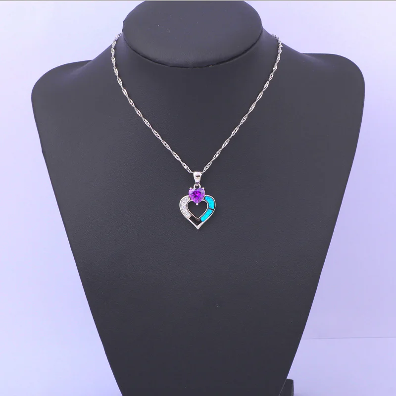 Низкая цена Jewellery Красивый Циркон в форме сердца Blue огненный опал Серебро