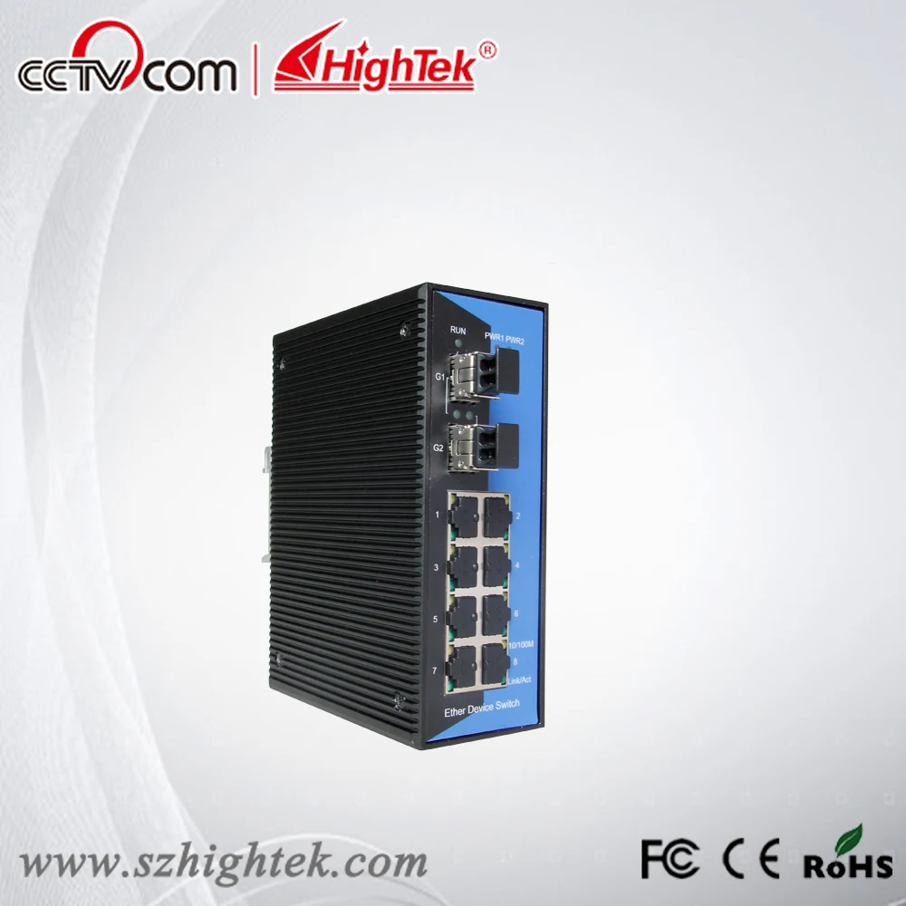 HighTek HK-86208G Оон-управления 10/100/1000 М Промышленные 2 порта SFP волоконно-оптический и 8