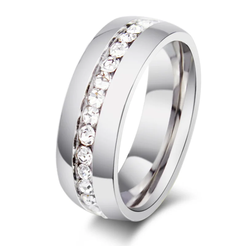 Silver Qianbei 6 мм Кольца из нержавейки синий цвет серебристый, Золотой Черный CZ инкрустация кубического циркония Для женщин Для мужчин Свадебный Коктейль Выпускной Рождественский подарок - Цвет основного камня: Silver