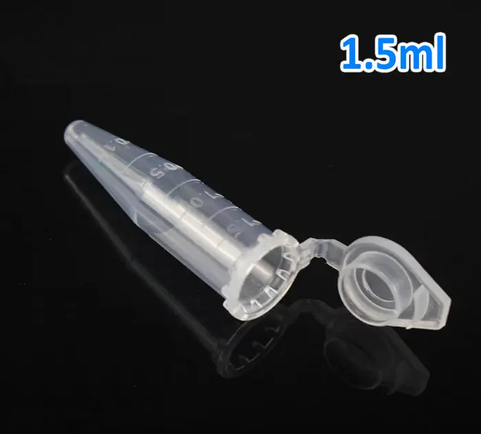 

500pcs/lot 1.5ml Affordable Laboratory Clear Mark Printed V-shape Scaled Plastic Centrifuge Tube