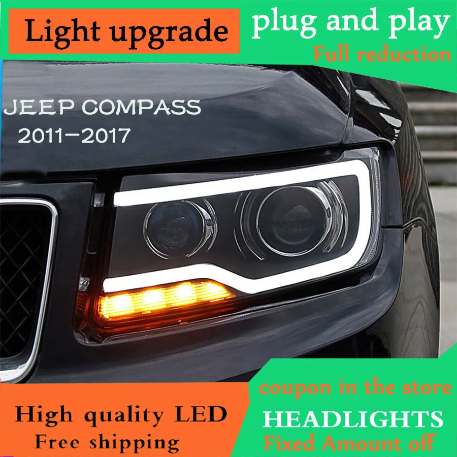 D YL автомобильный Стайлинг Головной фонарь для Jeep Компас фары компас 2011 2017