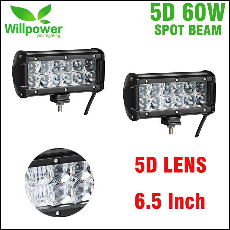 2pcs 5D 7 Inch Off Road LED Work Light Bar Spot Flood Beam Working Lamp 60W For ATV Automobile Car Motocycle 12V 24V | Автомобили и