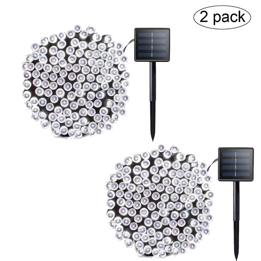 2 шт. солнечные гирлянды 22 м 200LED Солнечные Звездное освещение водонепроницаемый наружный струнный свет для садов Рождественская елка дома