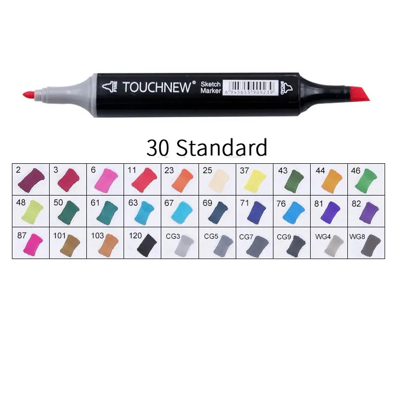 black 30 Standard Touchnew Набор цветных копировальных маркеров спиртовые ручки, маркеры для рисования товары для рукоделия кисть манга для рисования акриловый дизайнерский набор ручек для студентов - Цвет: black 30 Standard