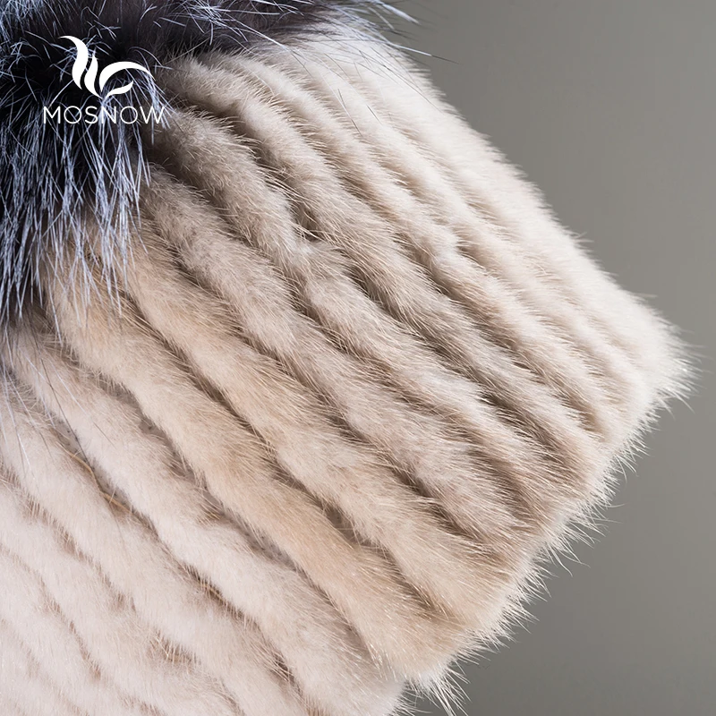 2019 New Fashion Mink Fur Winter Hats For Women Fox Fluffy Pompons Bow Casual Knitted Women's Female Bonnet Beanies | Аксессуары для
